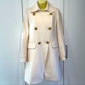 DKNY WOOL BLEND WHITE/CREAM DOUBLE BREASTED PEA COAT JACKET